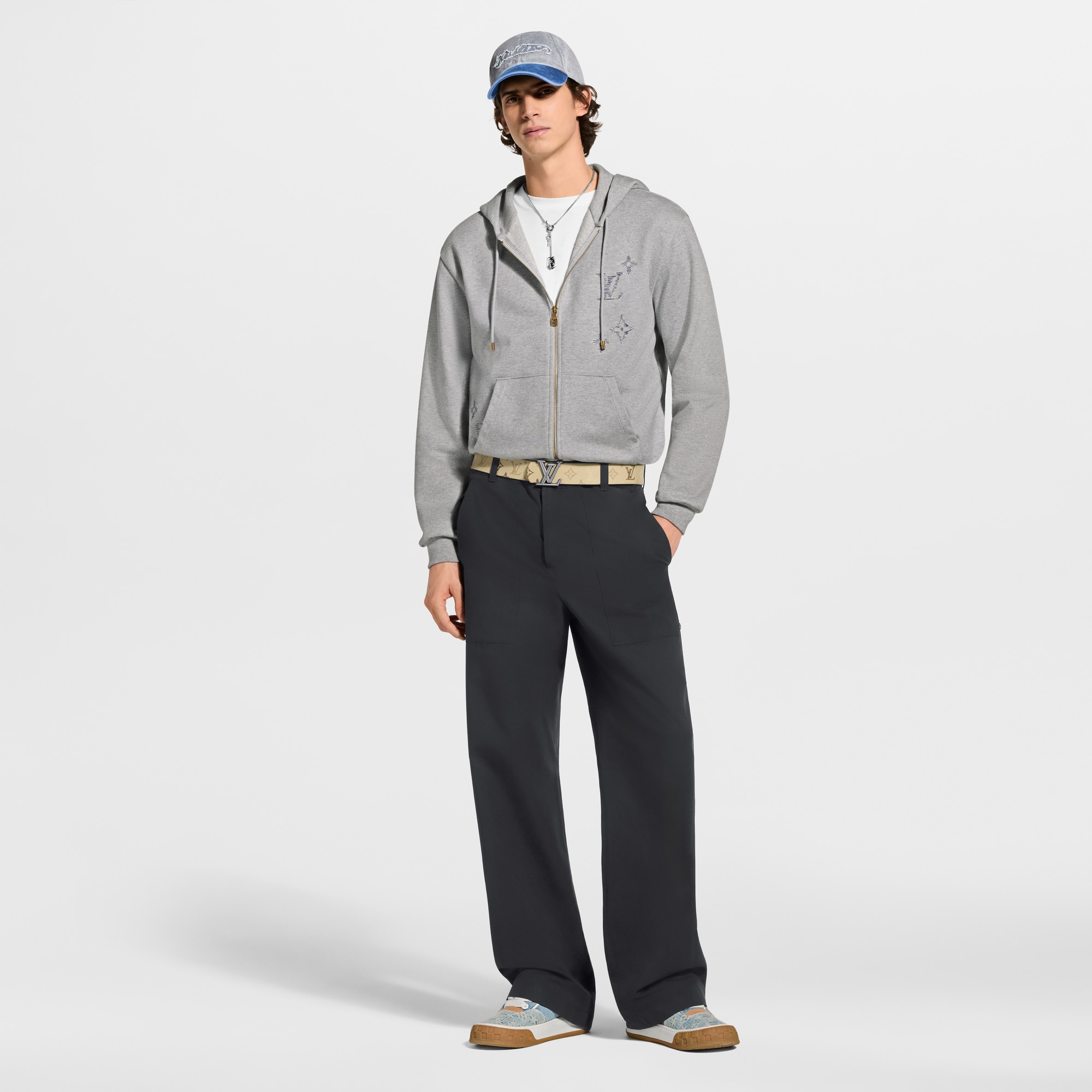 Embroidered Signature Zip Hoodie - Luxury Grey | LOUIS VUITTON